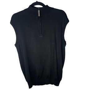 G-Mac By Kartel Mens 1/4 Zip Golf Sweater Vest Wool Black Large